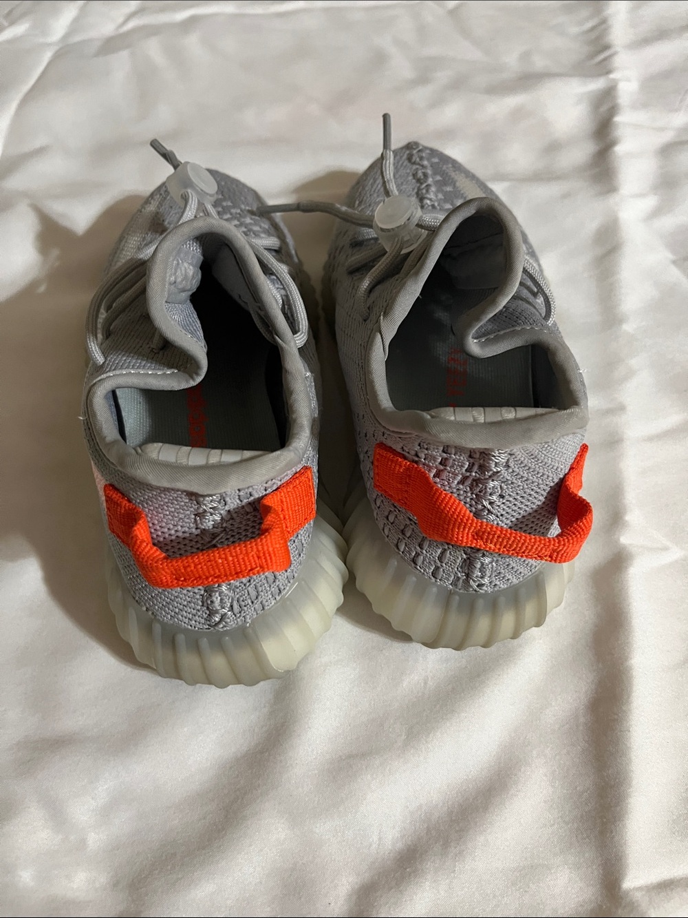 adidas boys Knit Sneakers - Light Gray with Subtle Orange Accent - Picture 2 of 5